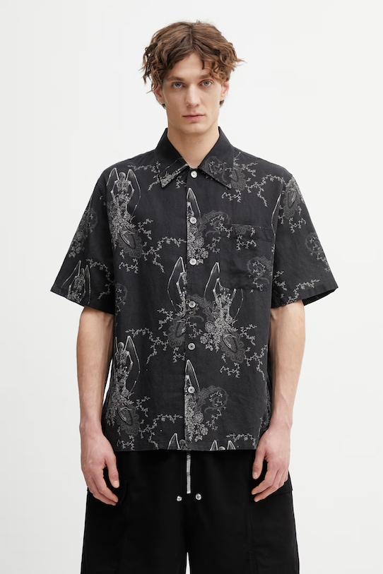 Our Legacy Every cămașă de in de bărbați negru M2262EDP