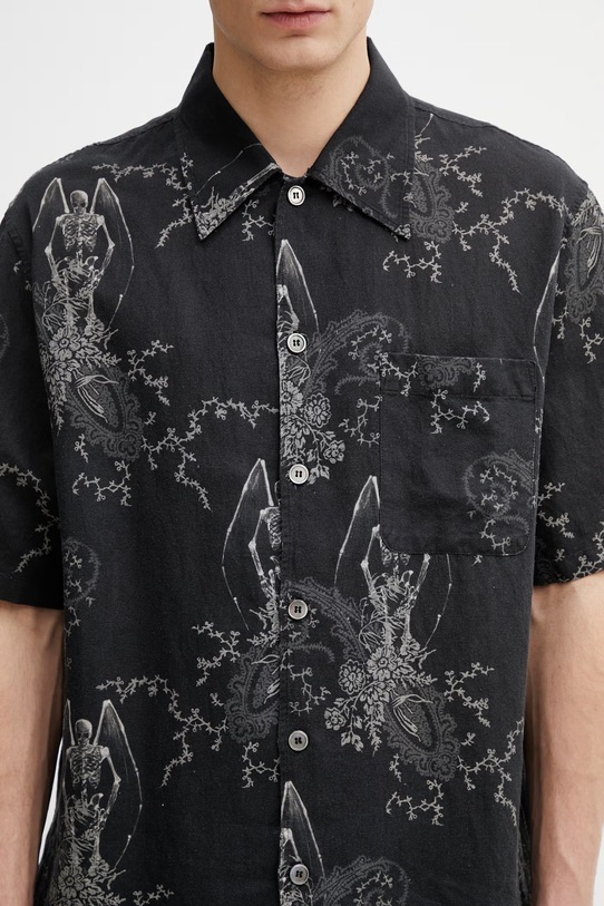 Our Legacy Every cămașă de in de bărbați negru M2262EDP