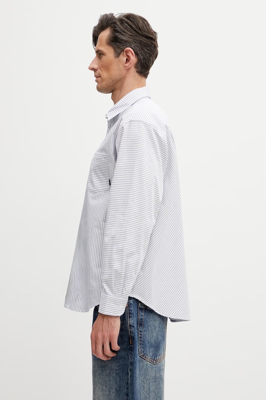 by Parra Horizonticaled koszula bawełniana męska 55225.Blue niebieski SS26