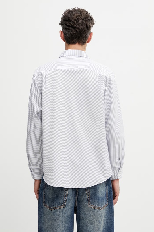 Odzież by Parra Horizonticaled koszula bawełniana męska 55225.Blue niebieski