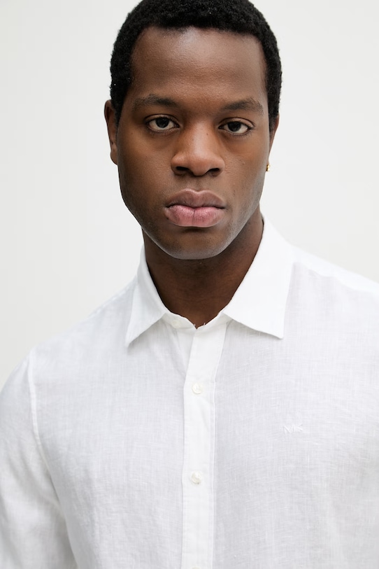 Lanena srajca Michael Kors bela CF5409I4YT