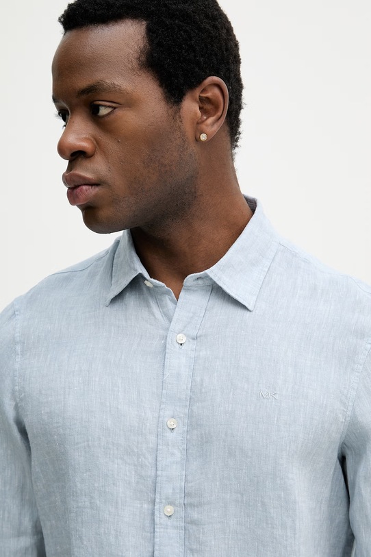 Lanena srajca Michael Kors modra CF5409I4YT