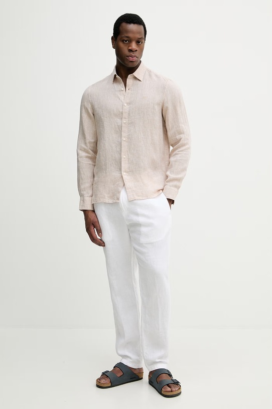 Lanena srajca Michael Kors CF5409I4YT bež SS26