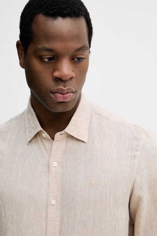 Lanena srajca Michael Kors bež CF5409I4YT