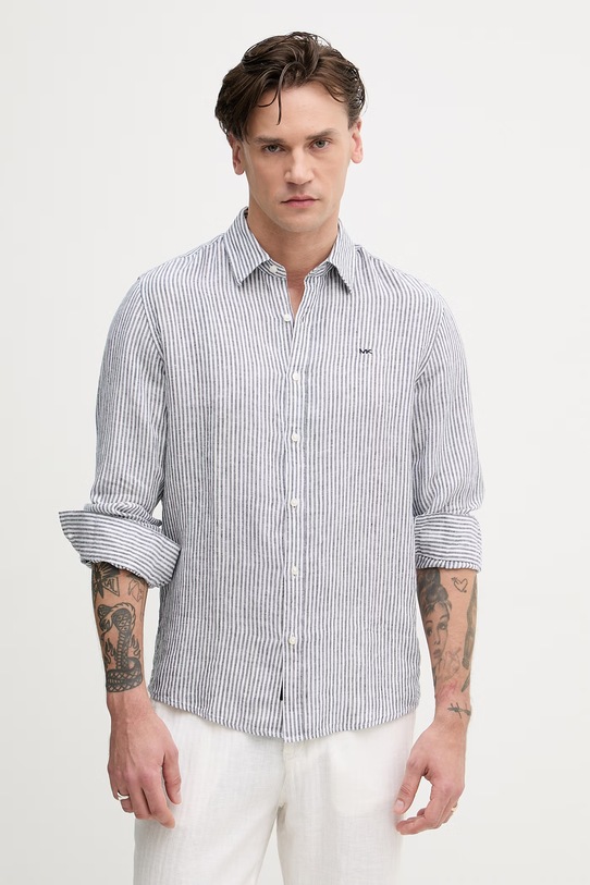 Michael Kors koszula męska lniana granatowy CS64005GXE