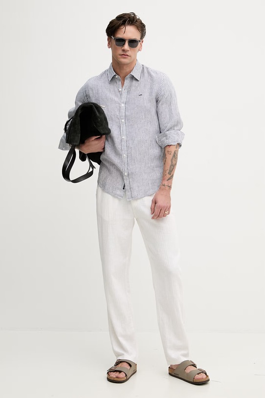 Michael Kors koszula męska lniana CS64005GXE granatowy SS26