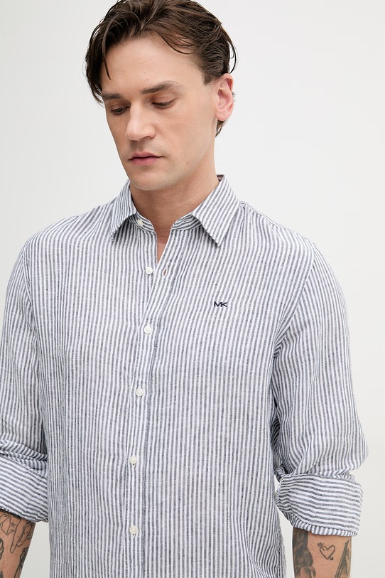 Michael Kors koszula męska lniana granatowy CS64005GXE