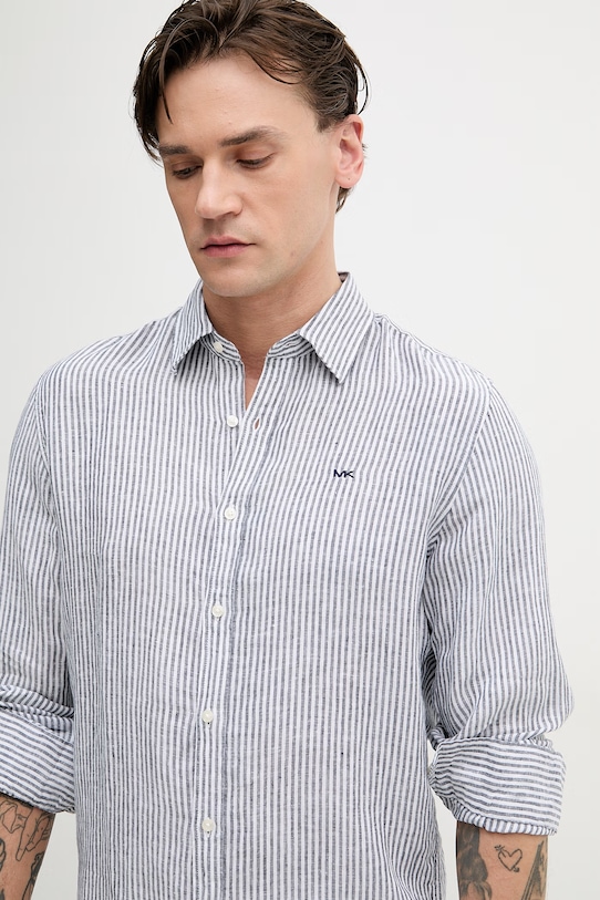 Michael Kors koszula męska lniana granatowy CS64005GXE