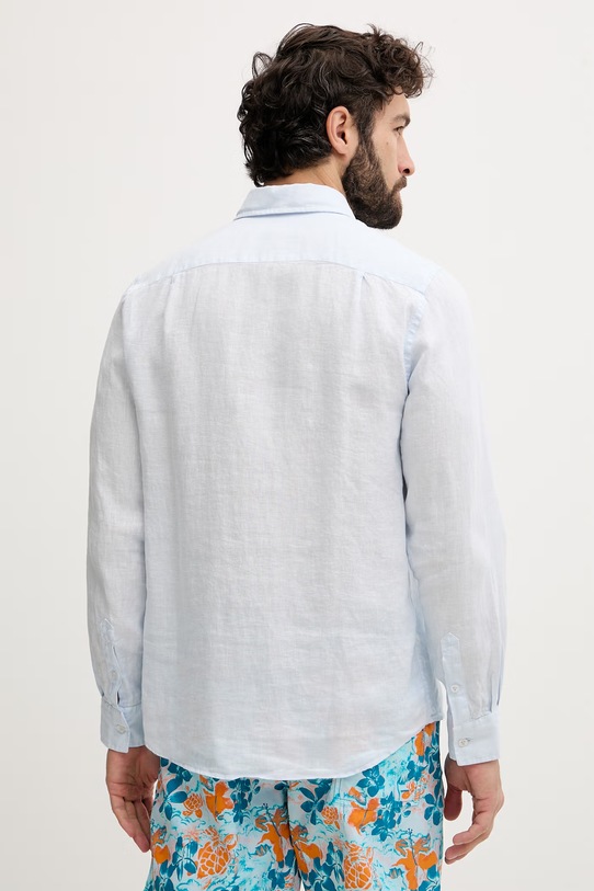 Vilebrequin koszula męska lniana CAROUBIS CRSDU102 niebieski SS26