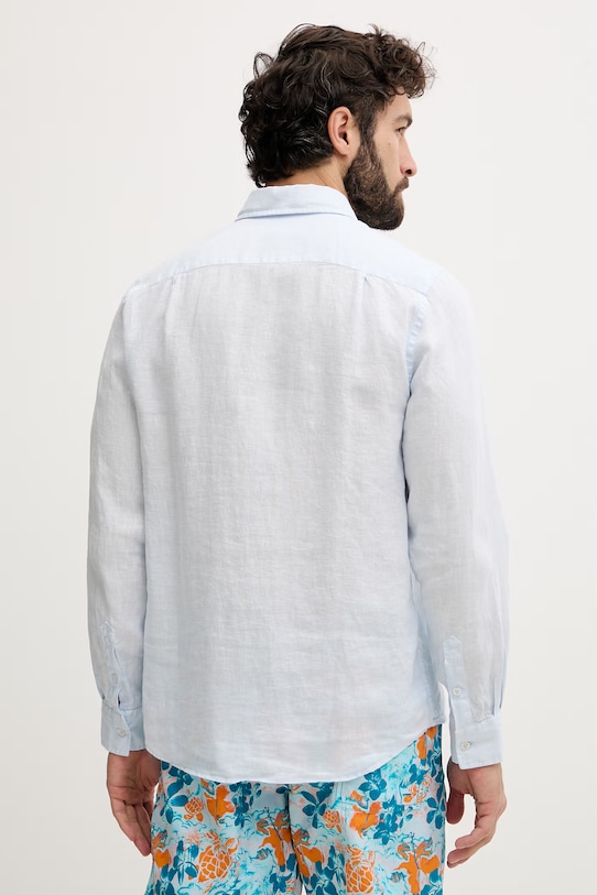 Vilebrequin koszula męska lniana CAROUBIS CRSDU102 niebieski SS26