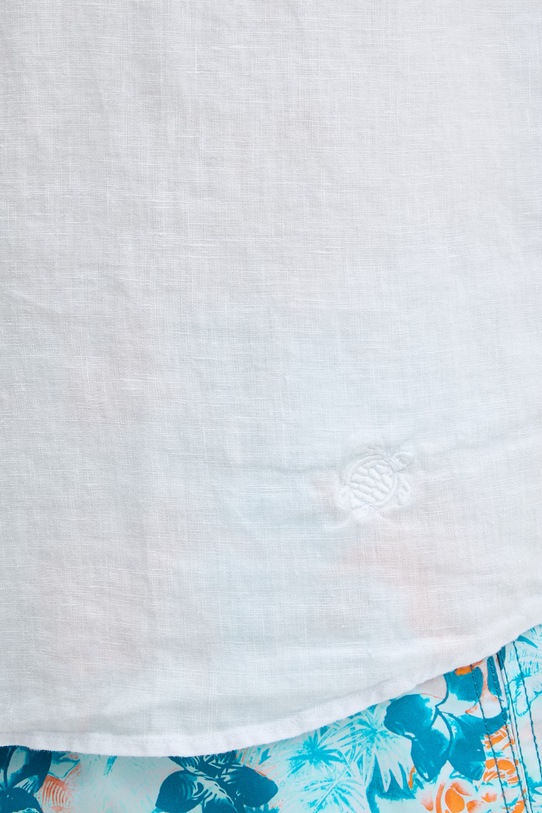 Vilebrequin koszula męska lniana CAROUBIS niebieski CRSDU102