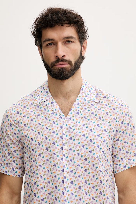 Odzież Vilebrequin koszula męska bawełniana CHARLI HARCV239 biały