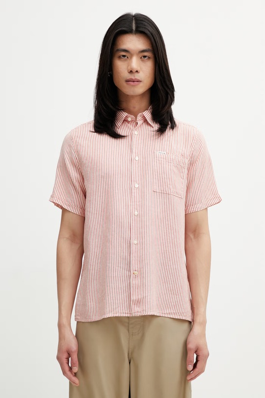 Barbour MSH5282RE51 koszula męska z dodatkiem lnu czerwony MSH5282RE51