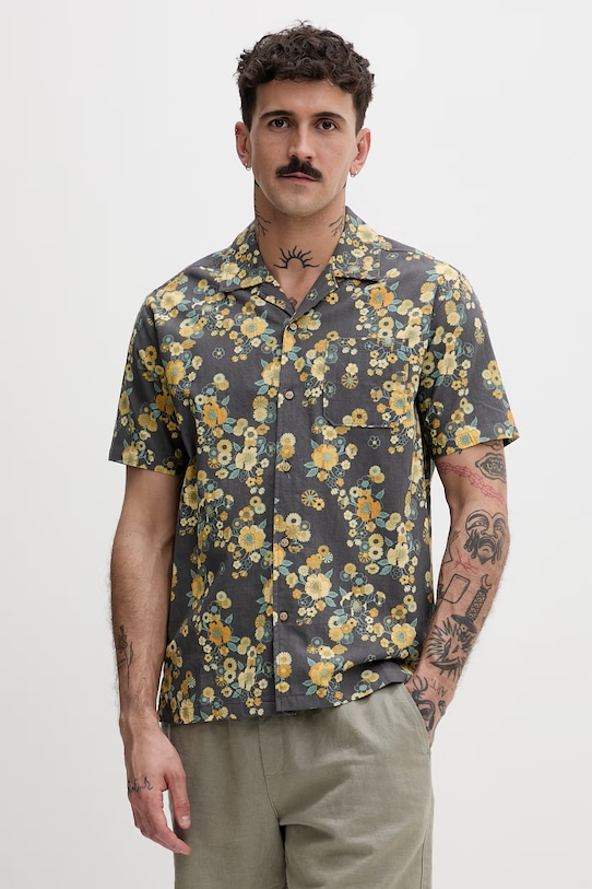 Hurley koszula męska bawełniana szary HSP26MMVS09308