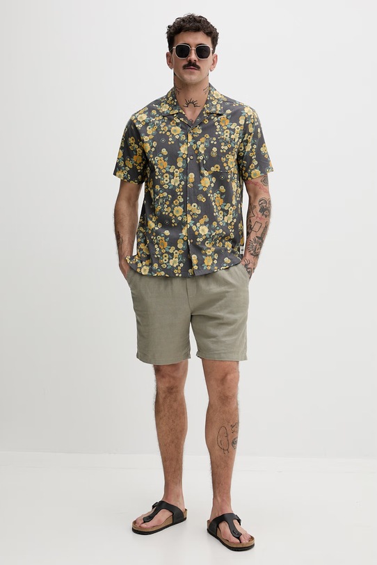 Hurley koszula męska bawełniana HSP26MMVS09308 szary SS26