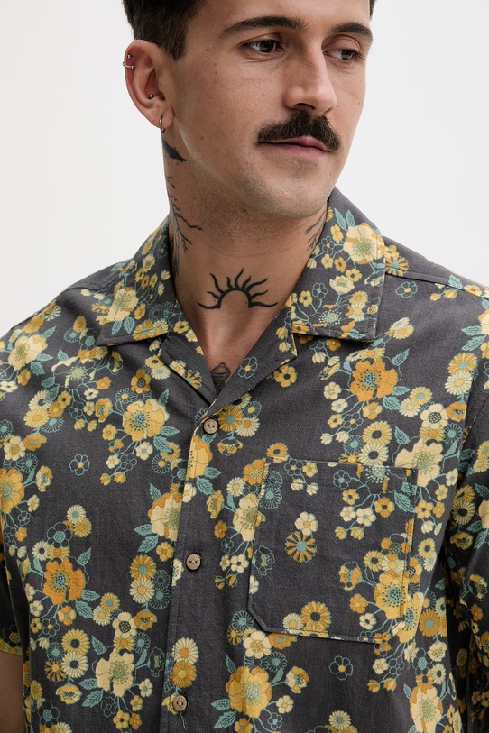 Hurley koszula męska bawełniana szary HSP26MMVS09308