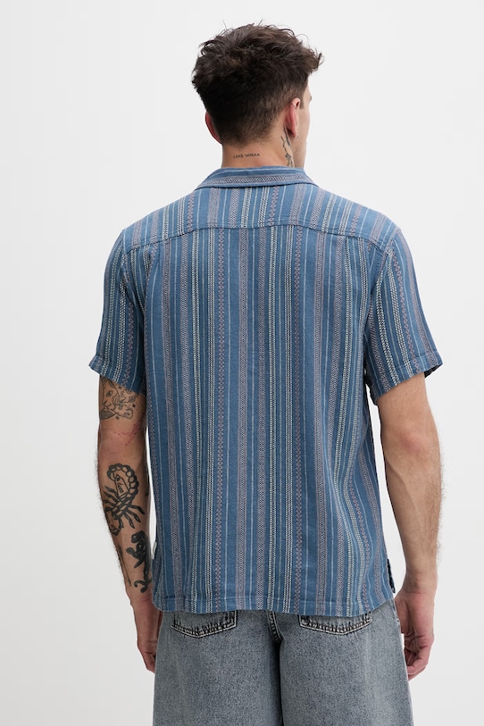 Odzież Hurley koszula męska z dodatkiem lnu HSP25MMVS02417 turkusowy