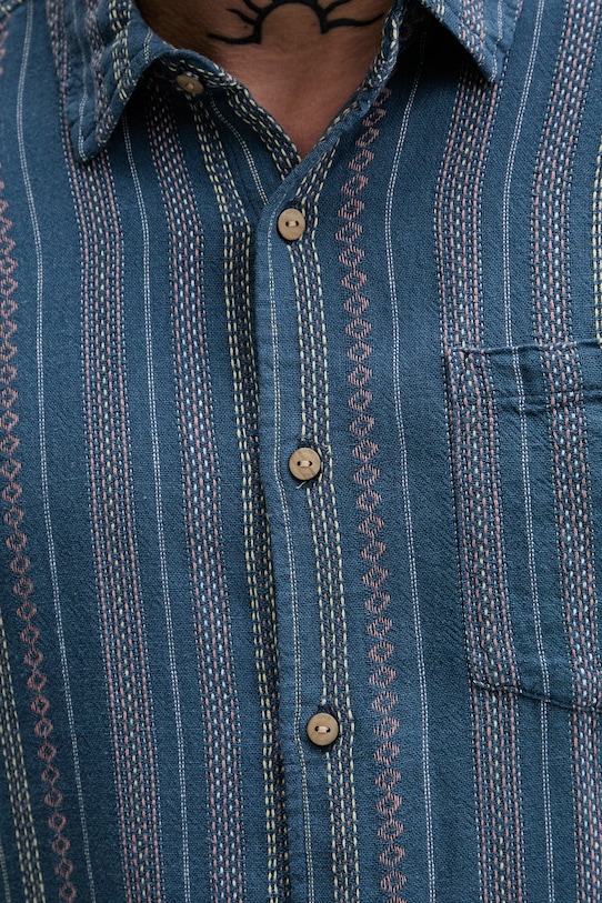 Hurley koszula męska z dodatkiem lnu turkusowy HSP25MMVS02417