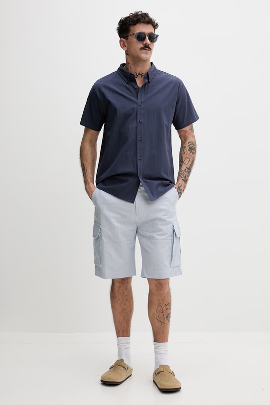 Hurley koszula męska bawełniana MWVEU00005 granatowy SS26