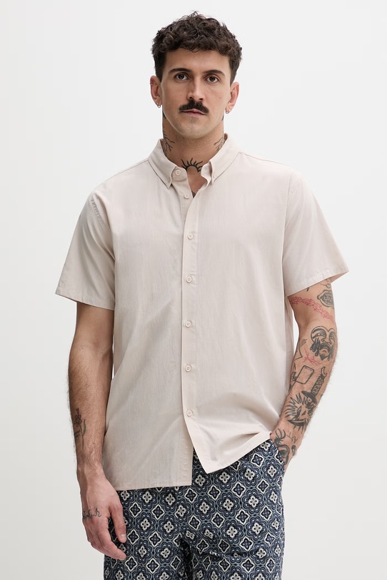 Hurley Koszula męska bawełniana beżowy MWVEU00005