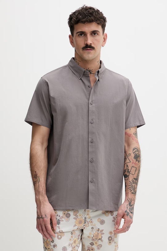 Hurley koszula męska bawełniana szary MWVEU00005