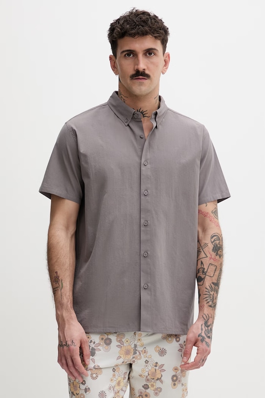 Hurley koszula męska bawełniana szary MWVEU00005