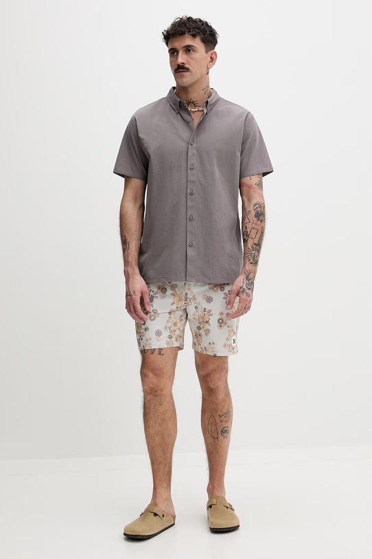 Hurley koszula męska bawełniana MWVEU00005 szary SS26