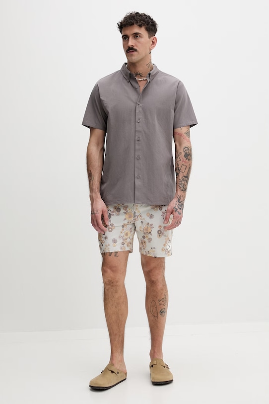 Hurley koszula męska bawełniana MWVEU00005 szary SS26