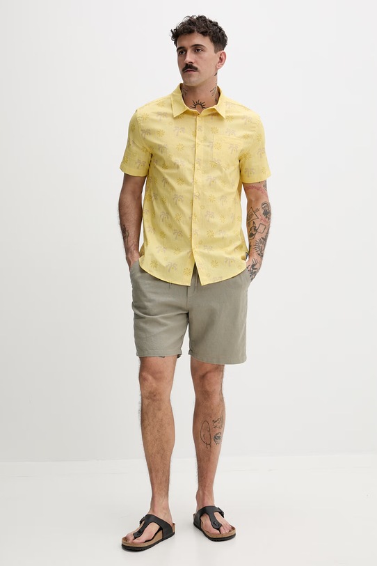 Hurley koszula męska z bawełną MWVEUPP001 żółty SS26