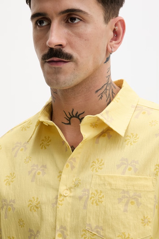 Hurley koszula męska z bawełną żółty MWVEUPP001