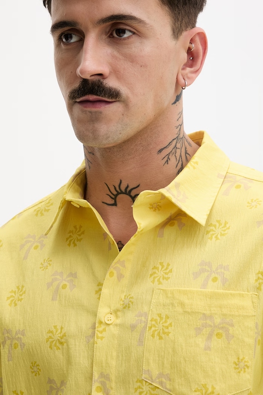 Hurley pánska košeľa s bavlnou žltá MWVEUPP001