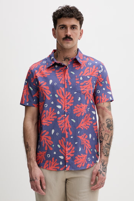 Hurley koszula męska z bawełny granatowy MWVEUPP014