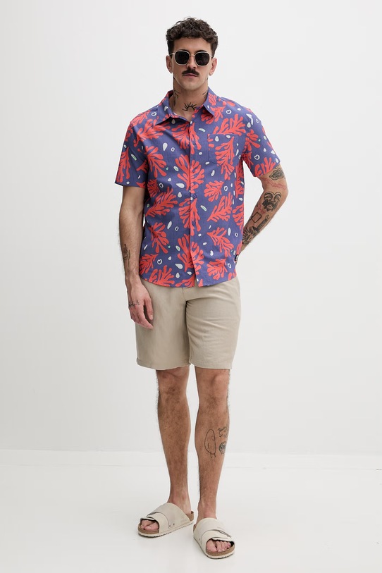 Hurley koszula męska z bawełny MWVEUPP014 granatowy SS26