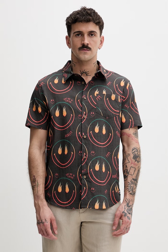 Hurley koszula męska z bawełną czarny MWVEUPP012