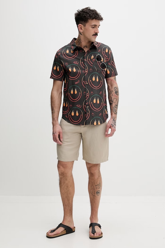 Hurley koszula męska z bawełną MWVEUPP012 czarny SS26