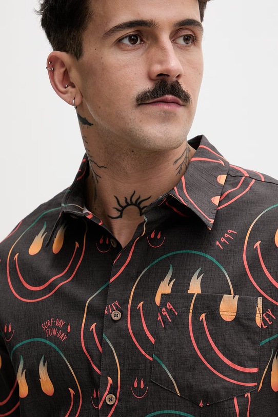 Hurley koszula męska z bawełną czarny MWVEUPP012