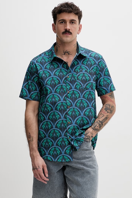 Hurley koszula męska z bawełny granatowy MWVEUPP013