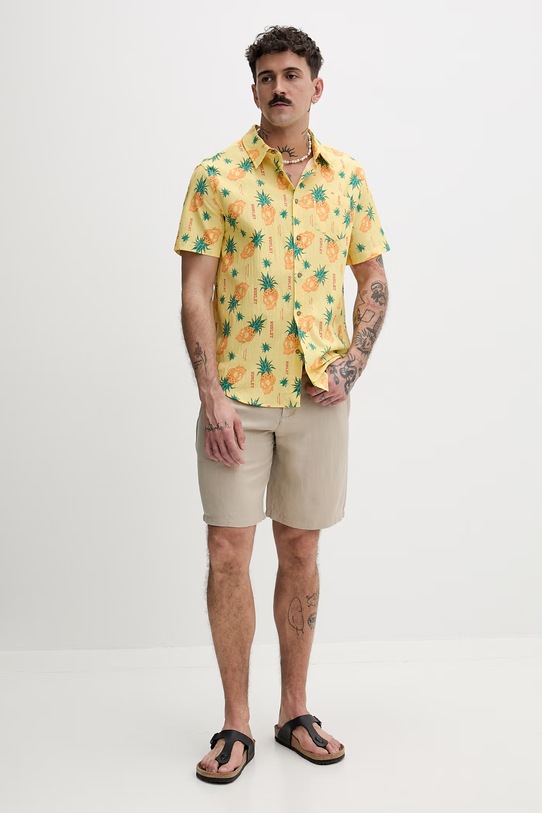 Hurley koszula męska z bawełną MWVEUPP016 żółty SS26