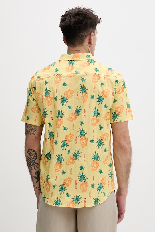 Odzież Hurley koszula męska z bawełną MWVEUPP016 żółty