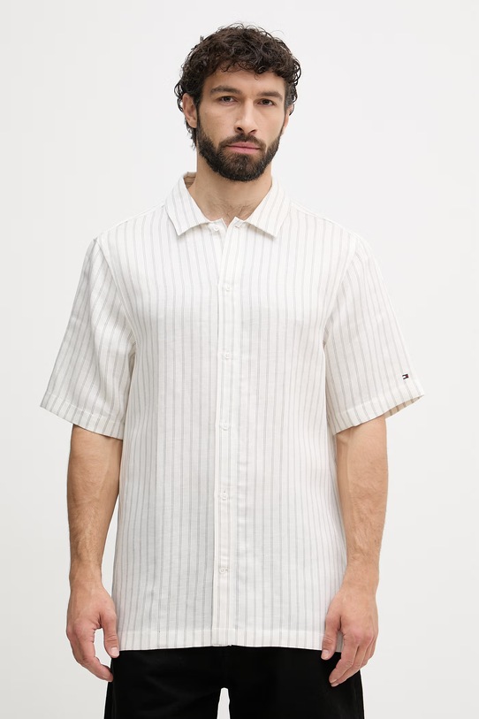 Tommy Hilfiger Πουκάμισο ανδρικό με λινό λευκό MW0MW42700