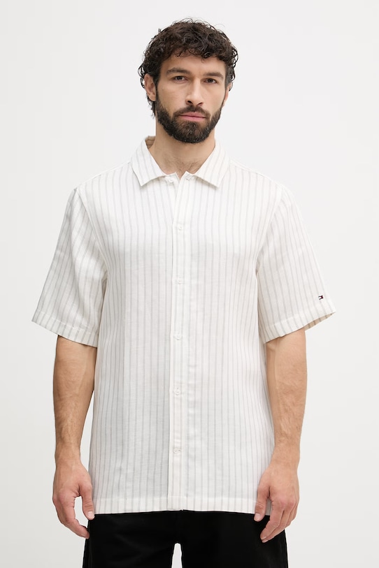 Tommy Hilfiger Πουκάμισο ανδρικό με λινό λευκό MW0MW42700