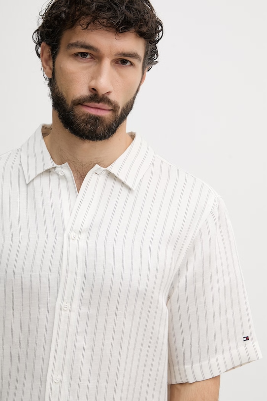 Tommy Hilfiger Πουκάμισο ανδρικό με λινό λευκό MW0MW42700