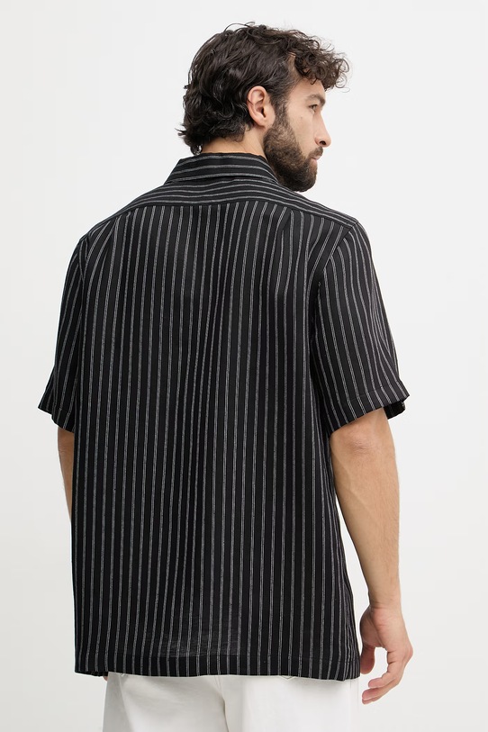 Oblačila Tommy Hilfiger srajca moška z lanom MW0MW42700 črna