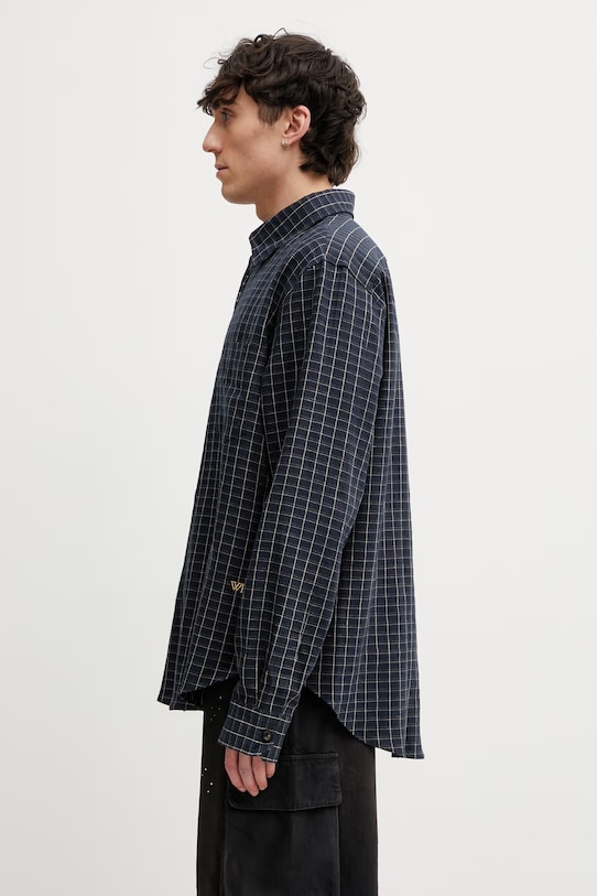 Wales Bonner London koszula z lnem męska MS26SH02.LI01.501 granatowy SS26