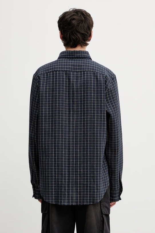 Odzież Wales Bonner London koszula z lnem męska MS26SH02.LI01.501 granatowy