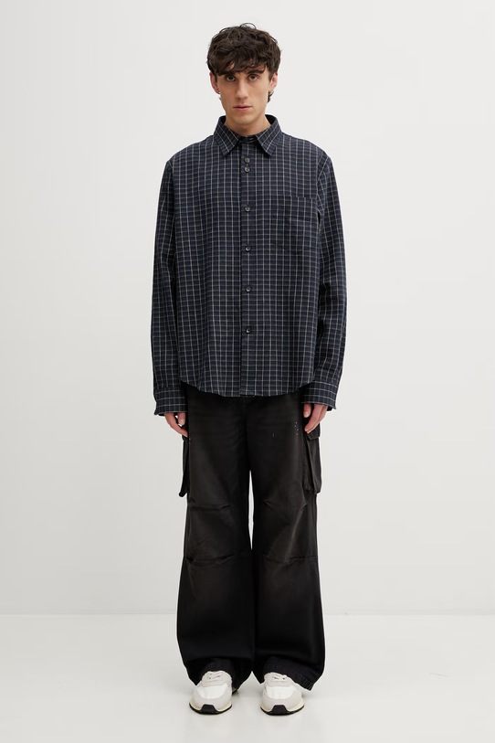 Wales Bonner London koszula z lnem męska MS26SH02.LI01.501 granatowy