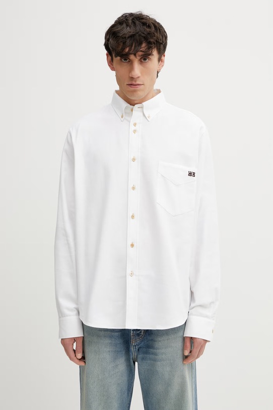 Wales Bonner Isaac koszula bawełniana męska biały MS26SH09.CO03.001