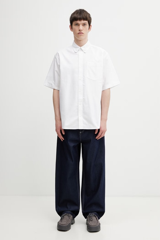 Carhartt WIP S/S Braxton Shirt cămașă bumbac pentru bărbați I031454.0MGXX alb