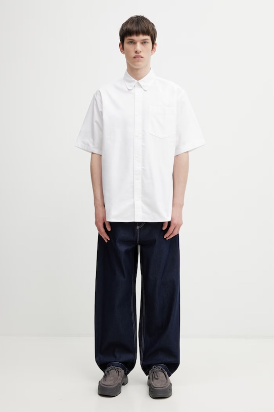 Carhartt WIP S/S Braxton Shirt košile bavlněná pánská I031454.0MGXX bílá