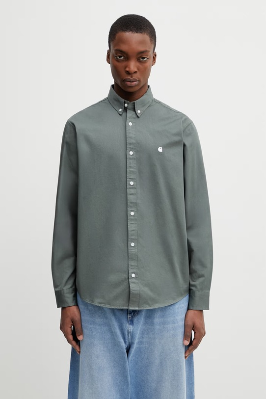 Carhartt WIP L/S Madison Shirt koszula bawełniana męska zielony I023339.3HLXX